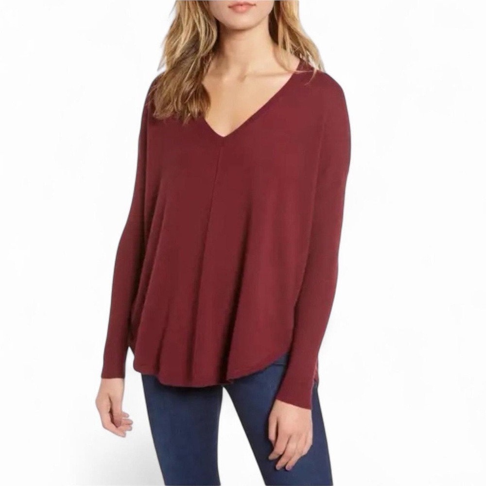 Trouvé Everyday Cashmere V Neck Sweater Burgundy XL